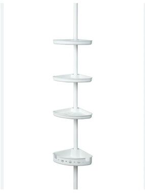 Mainstays Adjustable Tension Steel Shower Pole Caddy, 3 Shelves